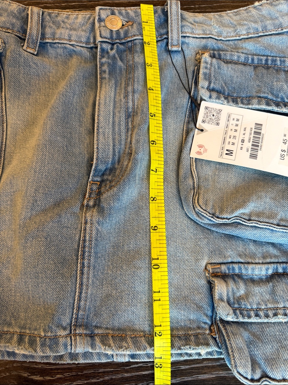 NWT Zara Denim Mini Skirt Womens Size M Zip Front Pockets - Picture 9 of 9